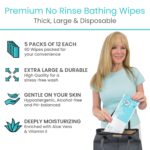 Vive Body Wipes (60 Count) - Adult Wipes for Elderly - Disposable Bath Wipes for Adults Bathing No Rinse - Personal Cleansing Wipes for Bedridden, Injured Adults - Wet Wipes for Women & Men Traveling - Image 2