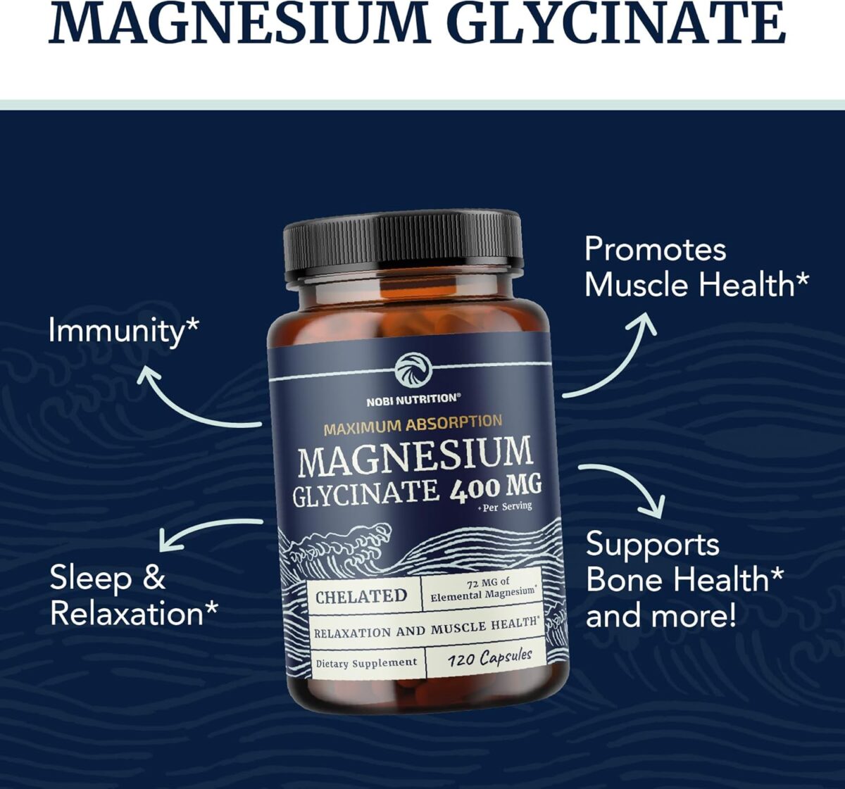 Magnesium Glycinate 400mg | High Absorption Formula for Sleep, Calm, Muscle Relaxation, Heart, Bone & Nerve Support for Women & Men | Chelated Magnesium Glycinate Supplement | 120 Ct (2 Month Supply) - Image 3