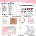 Teacher Appreciation Gifts: 20 OZ Tumbler, Pouch Bag, Socks & Thank You Basket Box for Birthday/Christmas & Back to School - Image 2