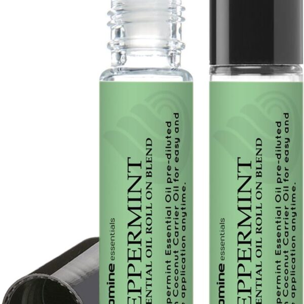 Peppermint Essential Oil Roll On, Pre-Diluted 10ml (Pack of 2). Premium Quality, Therapeutic Grade Topical Ready Aromatherapy Oil
