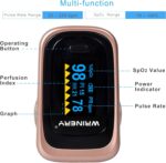 WRINERY Pulse Oximeter Fingertip, Oxygen/ O2 Saturation Monitor, OLED Portable Oximetry with Batteries, Lanyard (Rose gold-black) - Image 3