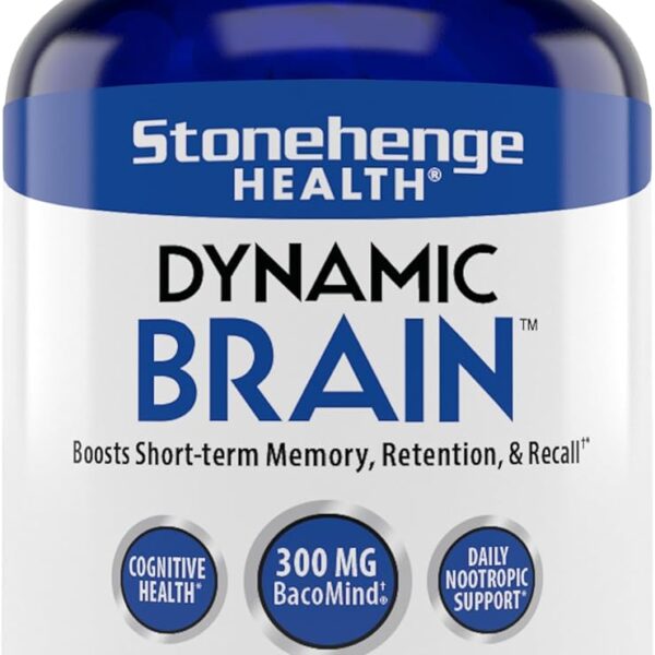 Stonehenge Health Dynamic Brain Supplement – New Formula with BacoMind for Memory Acquisition, Retention, & Recall with 40 Unique Nootropic: Choline, Phosphatidylserine, and Huperzine A