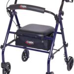 Carex Steel Rollator Walker with Seat and Wheels, Rolling Walker for Seniors, Supports 350lbs, For 5'0" to 5'8", Adult Rollator for Seniors, Padded Seat and Backrest for Elderly Assistance, Dark Blue