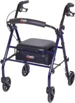 Carex Steel Rollator Walker with Seat and Wheels, Rolling Walker for Seniors, Supports 350lbs, For 5'0" to 5'8", Adult Rollator for Seniors, Padded Seat and Backrest for Elderly Assistance, Dark Blue