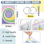 72 Pcs Anxiety Coping Skill Cards 5.9 x 4 Inches Social Anxiety Relief & Self Care Flashcard with Metal Binder Rings Coping Strategy Therapy Cards for Family University and Office - Image 2
