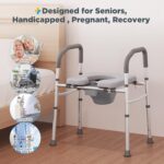 Bedside Commode for Seniors, FSA HSA Eligible Bedside Commode with Adjustable Width and Height, 400 LBS Weight Capacity, 16.9 Inch Extra Large Soft Seat Plate - Image 5