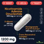 NAD Supplement, Liposomal NAD Resveratrol Supplement for Women & Men 1200mg w/ D-Ribose & Pomegranate NAD+ Plus MaxBoost for Longevity, Anti-Aging, Cellular Energy, NMN Alternative (60 Caps) - Image 2