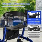 BigAlex Rollator Walker with Seat, Walker for Seniors with Wider Seat,Folding Rolling Walker with 10" All-Terrain Wheels,Lightweight Aluminum Walker Rollator with Backrest,Cup Holder,Blue - Image 5