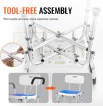 Shower Chair Seat, 400 lbs Capacity, Shower Stool with Crossing Bar, Padded Armrests and Back, Shower Chair for Inside Shower Bathtub, Adjustable Height Bench Bath Chair for Elderly Disabled - Image 7