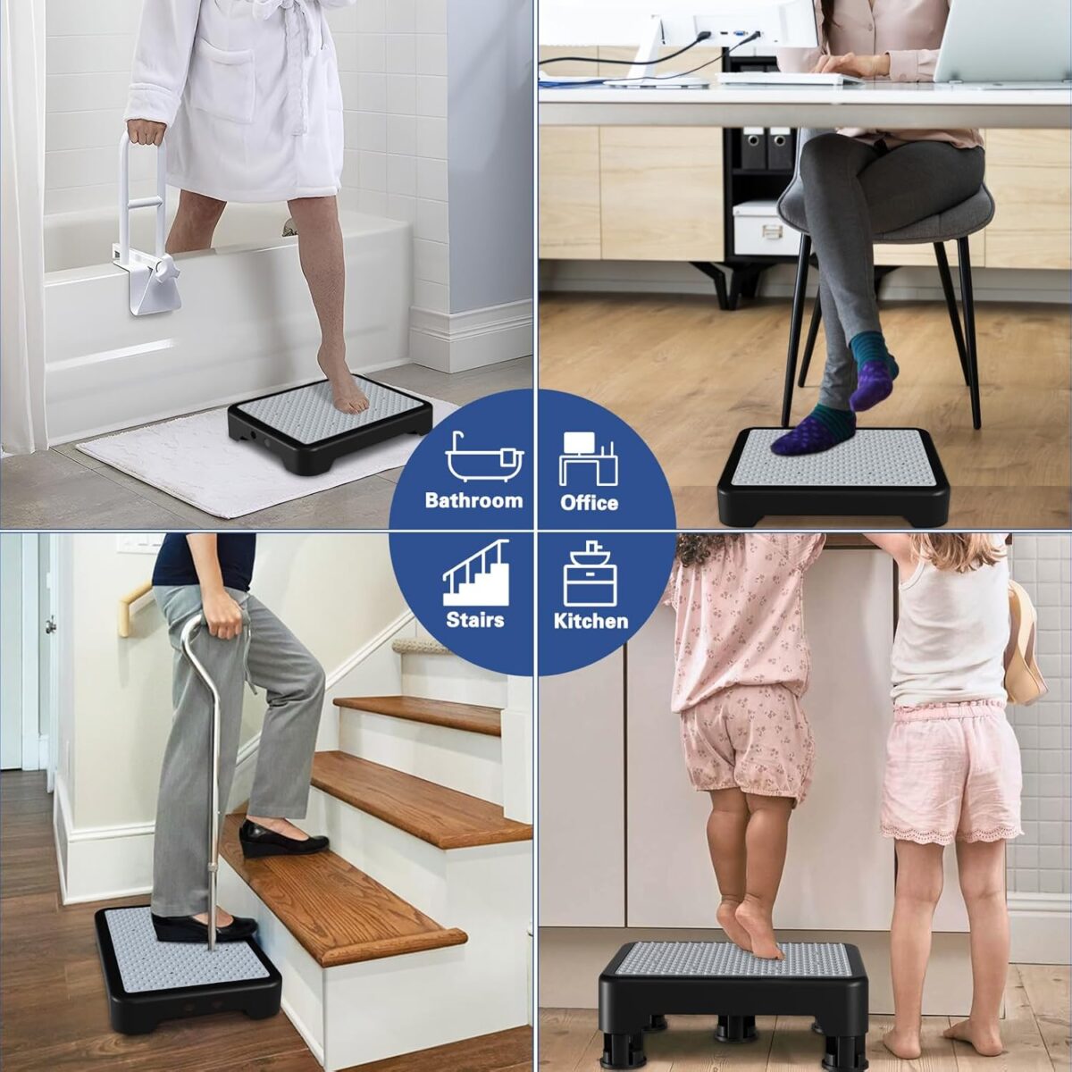 SOYO Mobility One Step Stool, Heavy Duty Indoor Outdoor Non-Slip Small Step Platform Assistive Device for Adult Elderly, Standing Support and Step Riser for Car, Bed, Door, Stair, Bathroom, Black-Gray - Image 7