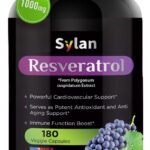 SYLAN Resveratrol Supplement, 1000mg, 180 Veggie Capsules, Antioxidant, Supports Heart, Joint, Brain, Immune Health & Anti-Aging, Non-GMO, Made in USA, Resveratrol 500mg Powder per Capsul