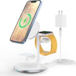 3 in 1 Wireless Charging Station for Apple Devices, Standard 15W Fast Wireless Mag-Safe Charger Stand with 20W dapter for iPhone 16 15 14 13 12 Pro Max/Plus/Pro/Mini,iWatch Ultra 1,2 S9/8.., AirPods