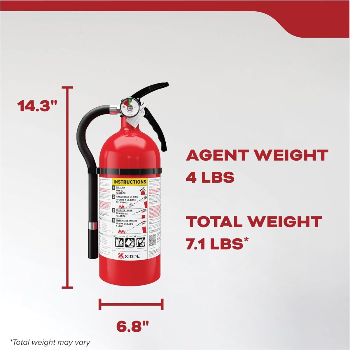 Kidde Fire Extinguisher for Home & Office Use, 2-A:10-B:C, 4 Lbs., Hose & Wall Mount (Included) - Image 8