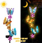 Solar Lights Outdoor Waterproof Garden Butterfly Light Decorative Solar Stake Lights with Butterflies Decor for Garden Yard Lawn Patio Pathway(2 Pack) - Image 4