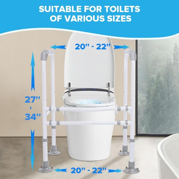Toilet Safety Rails, Adjustable Toilet Safety Frame, Toilet Safety Rails for Seniors, Toilet Handles for Elderly and Disabled, Toilet Rails for Seniors, Toilet Rails,Elderly Assistance products, 600LB