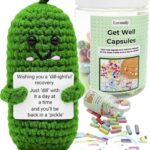 Get Well Soon Gifts - Message Capsule Bottle and Crochet with Card Uplifting Present Basket for Women Men Patients Family Coworker Friends After Surgery Recover Cancer Chemo