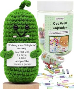 Get Well Soon Gifts - Message Capsule Bottle and Crochet with Card Uplifting Present Basket for Women Men Patients Family Coworker Friends After Surgery Recover Cancer Chemo