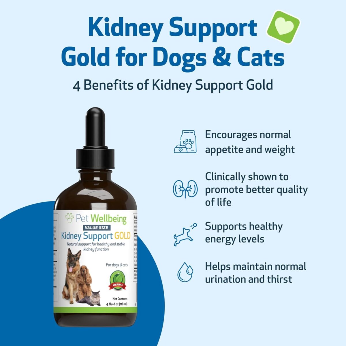 Pet Wellbeing Kidney Support Gold for Dogs - Supports Healthy Kidney Function, Fluid Balance, Energy Levels, Rehmannia, Dong Quai - Veterinarian-Formulated Herbal Supplement 4 oz (118 ml) - Image 4