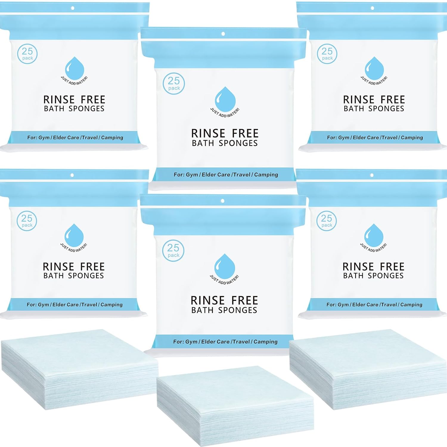 71hd6o4ya2L._SL1500_.jpg 150 Pcs Rinse Free Bathing Wipes Bulk Sponges Bath Wipes All in 1 Shower Rinse Free Bath Sponges Wash Cloths for Campers, Hikers, Adults, Elderly - Image 1