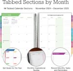 Deluxe 2025 Planner, 8.5"x11": 14 Months (November 2024 - December 2025), Includes Page Tabs, Bookmark, Planning Stickers, Pocket Folder Daily Weekly Monthly Planner Yearly Agenda (Rainbow Oak) - Image 4