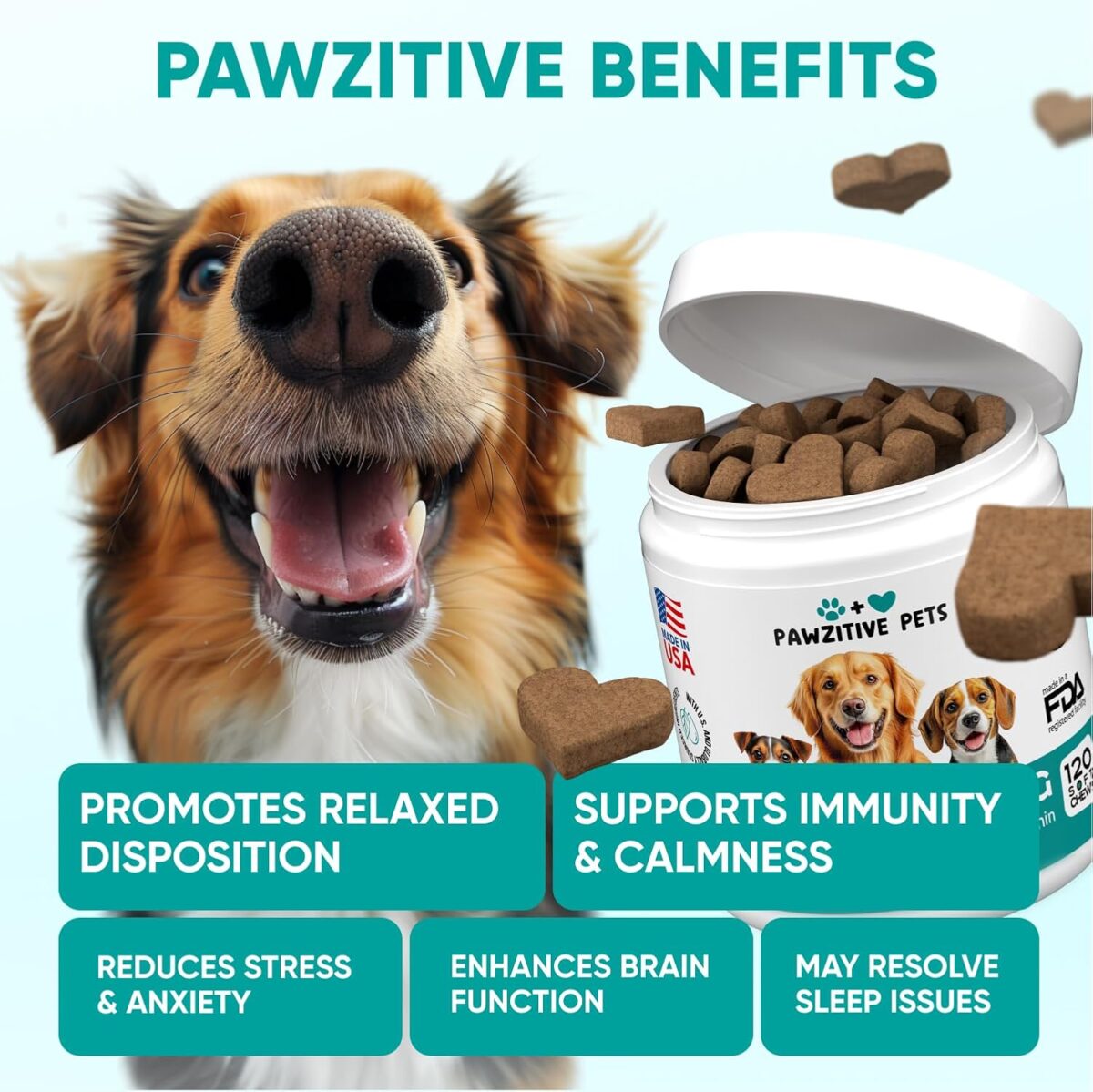 Hemp Calming Chews for Dogs - Dog Calming Chews for Anxiety Relief, Stress, Separation, Fireworks, Thunder, Travel, Vet Visits - USA Product - 120 Soft Treats with Melatonin, Chamomile, Passion Flower - Image 4