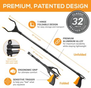 EZPIK Classic 32" Flexible Folding Grabber Tool for Elderly + Magnets, Reacher for Disabled & Seniors Heavy Duty Rotating Grippers for Reaching Underneath, Trash Grabbers & Pickers for Mobility 2-Pack - Image 5