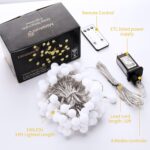 Minetom Globe String Lights, 33 Feet 100 Led Fairy Lights Plug in, 8 Modes with Remote Mini Globe Lights for Indoor Outdoor Bedroom Party Wedding Garden Christmas Tree Decor, Warm White - Image 7