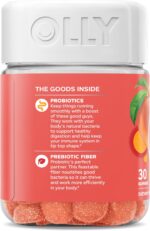 OLLY Probiotic + Prebiotic Gummy, Digestive Support and Gut Health, 500 Million CFUs, Fiber, Adult Chewable Supplement for Men and Women, Peach, 30 Day Supply - 30 Count - Image 2