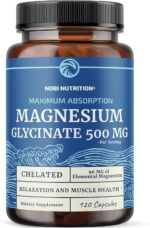 Magnesium Glycinate 500mg | Chelated for High Absorption | Muscle Relaxation, Bones, Heart, Nerve, Sleep & Calm Support for Women & Men | Magnesium Chelate Supplement & Bisglycinate Complex | 120ct