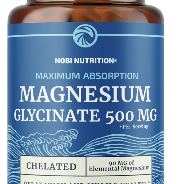 Magnesium Glycinate 500mg | Chelated for High Absorption | Muscle Relaxation, Bones, Heart, Nerve, Sleep & Calm Support for Women & Men | Magnesium Chelate Supplement & Bisglycinate Complex | 120ct
