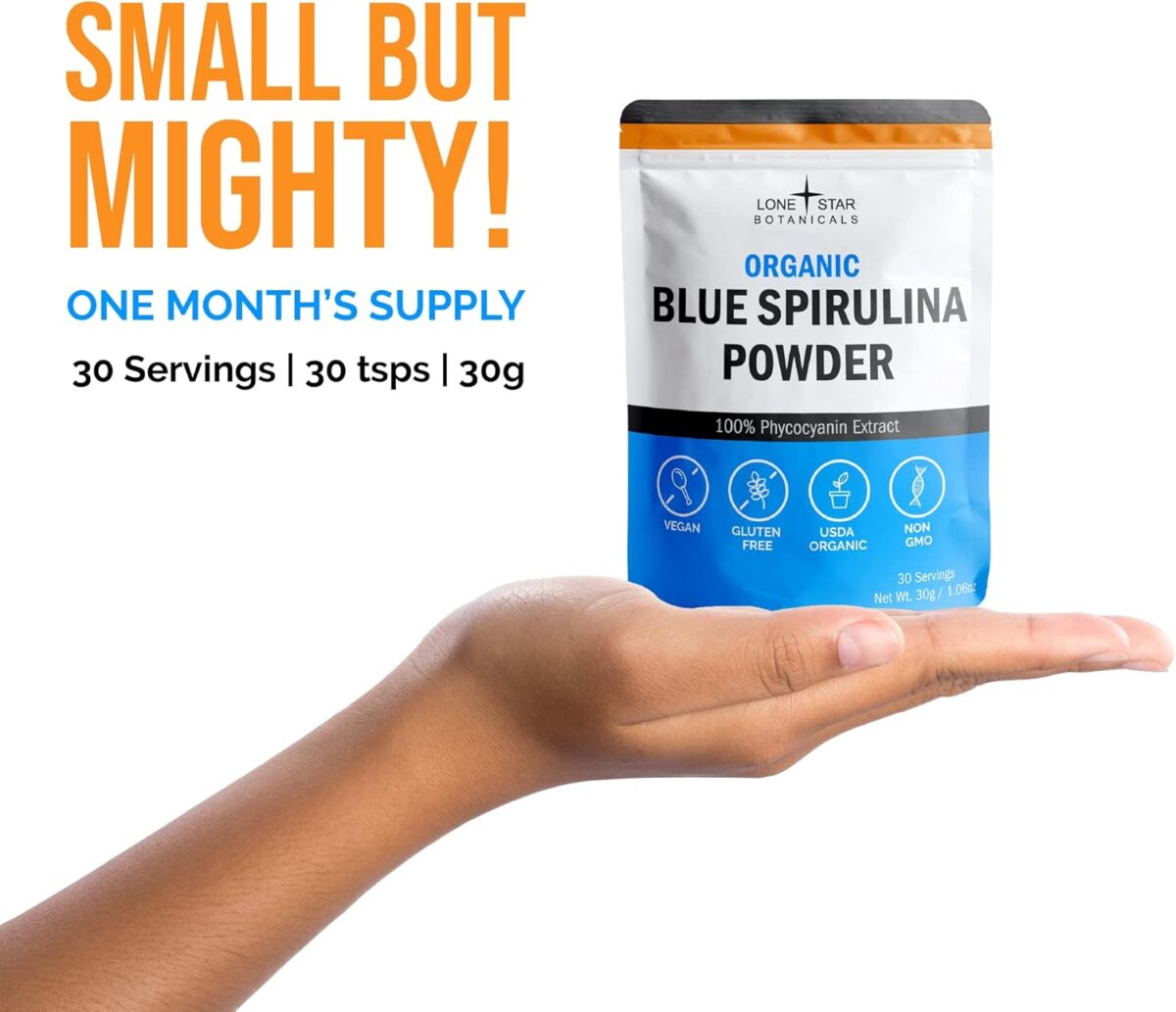 Organic Blue Spirulina Powder - 100% Pure Blue-Green Algae, No Fishy Smell, Vegan Superfood for Smoothies & Drinks, Non GMO, Gluten-Free, Vegan - Image 2