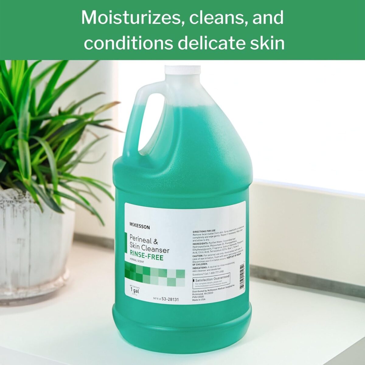 McKesson Perineal Skin Cleanser, 1 Gallon [Pack of 1] Rinse-Free Body Wash for Incontinence or Ostomy Care, Herbal Scent - Image 3