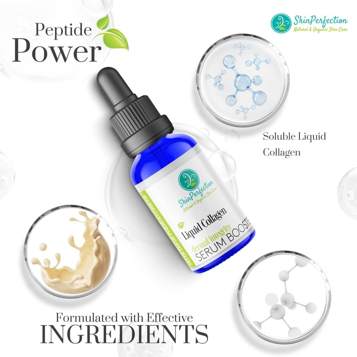 Skin Perfection Liquid Collagen Peptides Serum Booster for Face Elasticity Firming Diy Natural Ingredient Marine Collagen Soluble Plumper Mix in Any Hyaluronic Acid Serum or Facial Cream .5 Oz - Image 3