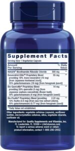 Life Extension NAD+ Cell Regenerator and Resveratrol Elite, NIAGEN nicotinamide riboside, Trans-resveratrol, quercetin, Fisetin, for Longevity, Energy, and oxidative Stress, 30 Vegetarian Capsule - Image 2