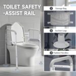Toilet Safety Rails-Adjustable Toilet Safety Frame, FoldableTtoilet Support Rails with Handles, Heavy Duty Toilet Handles for Elderly, Seniors, Handicap & Disabled-Fits Most Toilets - Image 5