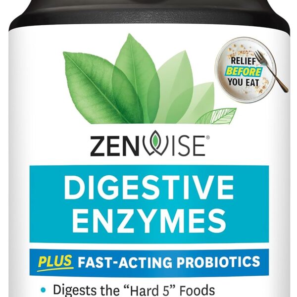 Zenwise Health Digestive Enzymes and Bromelain for Gut Health - Probiotic Multi Enzymes with Prebiotics and Probiotics for Women and Men for Digestive Health and Bloating Relief for Digestion - 100 CT
