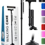 HONEYBULL Walking Cane for Men & Women - Foldable, Adjustable, Collapsible, Free Standing Cane, Pivot Tip, Heavy Duty | Walking Sticks, Folding Canes for Seniors & Adults (Black, Pivot Cane)