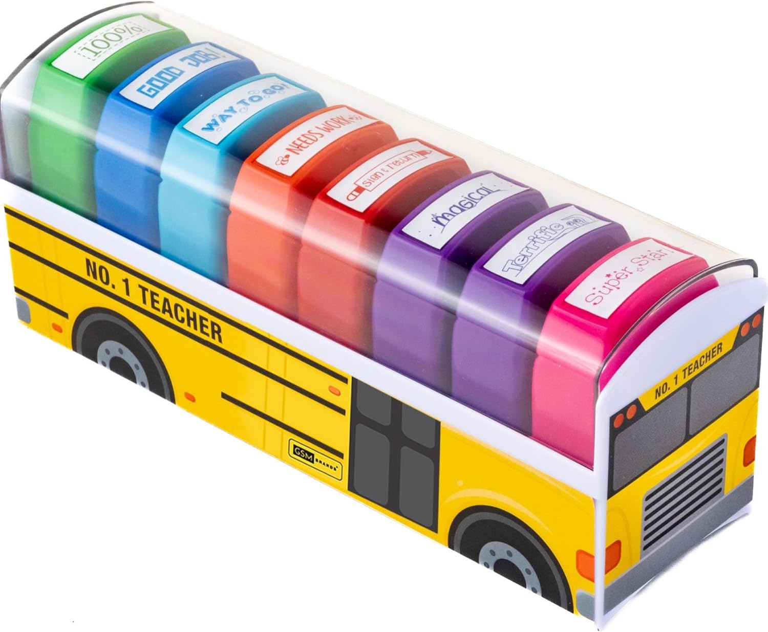 71jrVLlnBXL._AC_SL1500_.jpg Teacher Stamps - Self Inking Motivational Encouraging and Colorful Set for School Classroom and Homeschool Setting (Set of 8) - Image 1