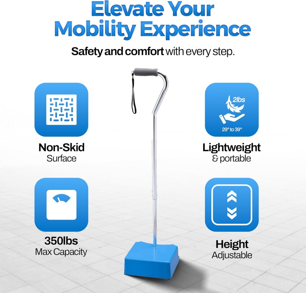 Stair Climbing Assist Cane – Stair Lift for Seniors, Mobile Stairlift, Half Step for Seniors, Portable Stair Lift for Elderly (Aluminum) - Image 2