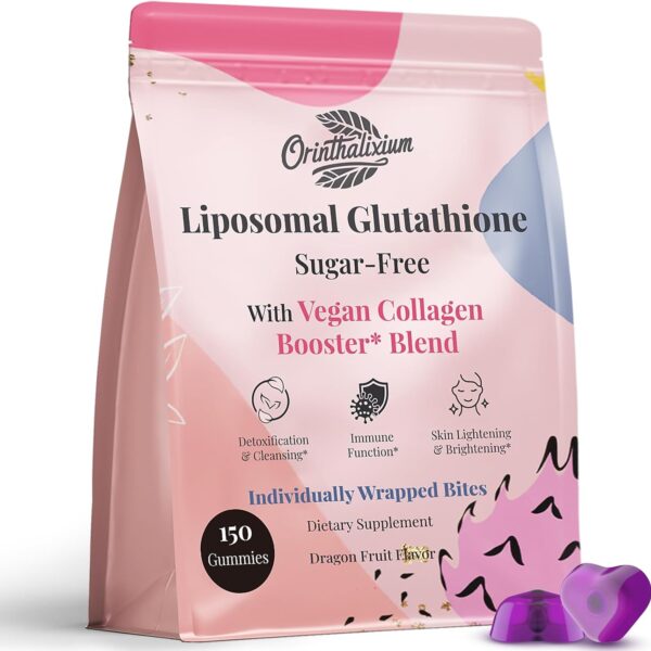 Liposomal Glutathione Gummies 1000MG - Reduced L-Glutathione for Antioxidant - Sugar Free Glutathione Supplement with Vitamin C, Vegan Collagen Gummies for Liver Detox, Glowing Skin - 150 Gummies