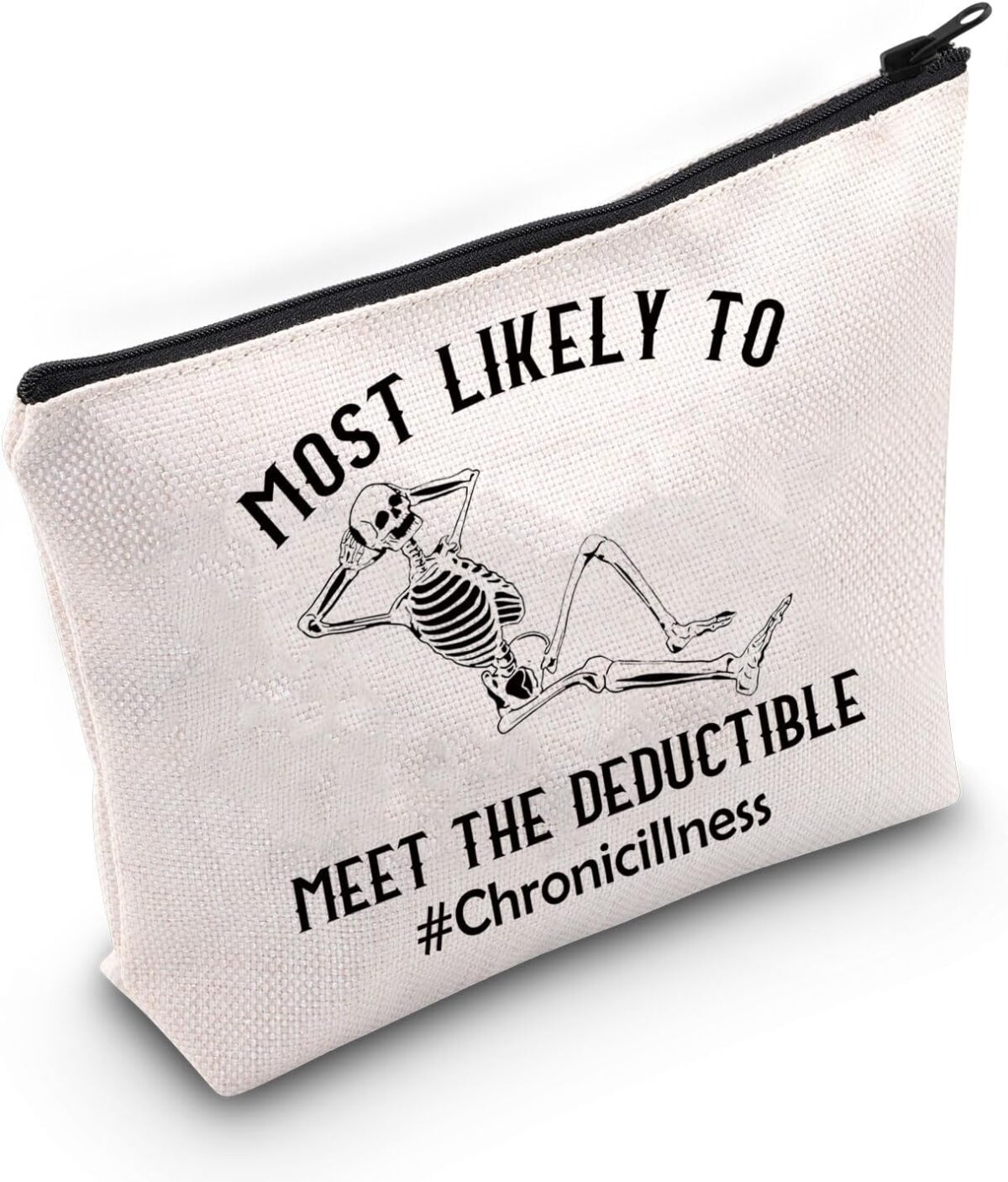 PWHAOO Chronic Illness Inspired Gift Invisible Illness Spoonie Makeup Bag Warrior Cosmetic Bag Insurance Deductible Sarcasm Gift (Invisible Illness Spoonie M) - Image 1