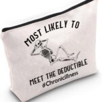 PWHAOO Chronic Illness Inspired Gift Invisible Illness Spoonie Makeup Bag Warrior Cosmetic Bag Insurance Deductible Sarcasm Gift (Invisible Illness Spoonie M)