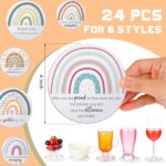Set of 24 Thank You Appreciation Coasters Set, Ceramic Absorbent Drinks Coasters with Cork, Water Absorbent Cute Cup Mat Gifts for Teacher Employee(Fresh Style,Set of 24) - Image 2