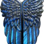 Natural Labradorite Crystal Angel's Wings, Hand Carved Quartz Crystal Stone for Reiki Tool, Healing, Energy Generator, Wand Spirituality Growth and Home Décor, Great Gift