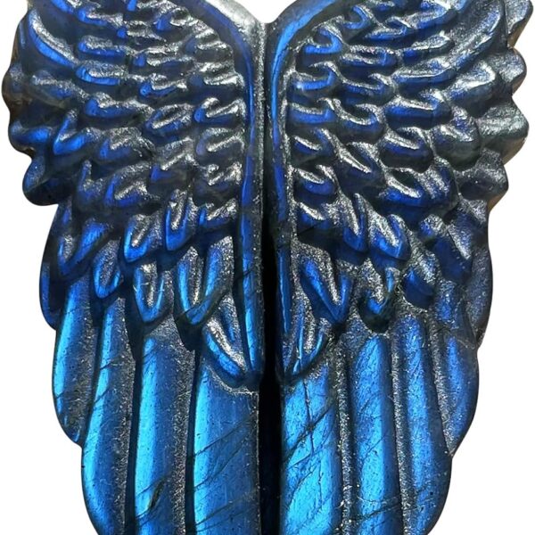 Natural Labradorite Crystal Angel's Wings, Hand Carved Quartz Crystal Stone for Reiki Tool, Healing, Energy Generator, Wand Spirituality Growth and Home Décor, Great Gift