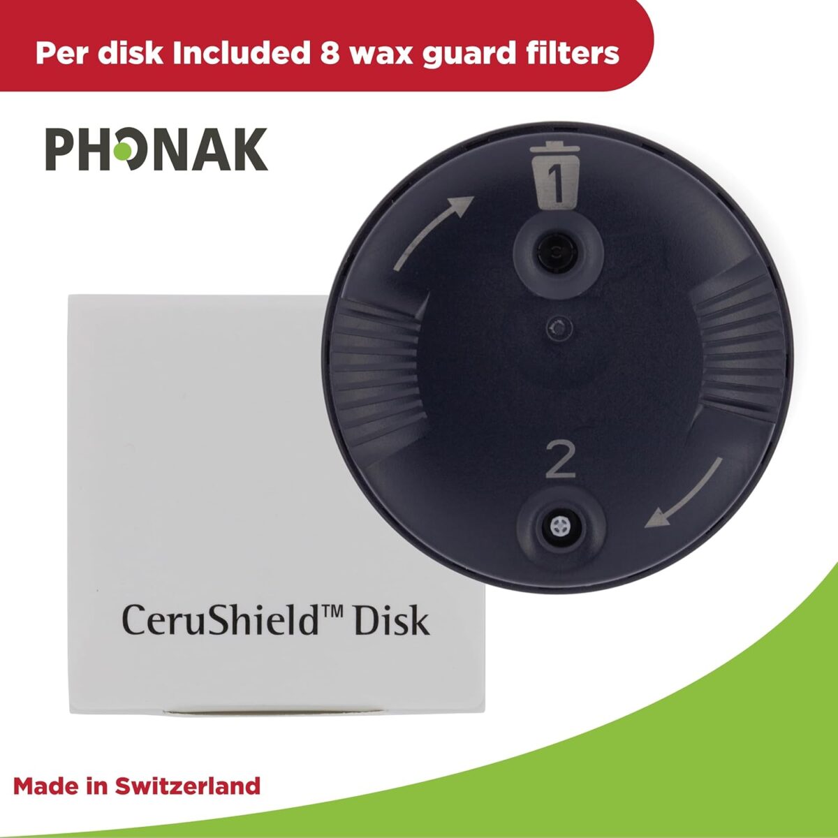Genuine OEM Switzerland Wax Guards Filters, Cerushield Disk v2.0 098-0445 Accessories for Phonak Hearing Aid Audeo Marvel Paradise Lumity Hearing Aid only using SDS 4.0 receiver-2 pack/16 Filter Total - Image 2