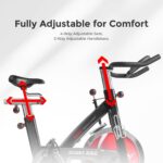 Sunny Health & Fitness Indoor Stationary Exercise Bike, 4-Way Adjustable Seat for Cycling Cardio workout at Home, Optional 49 LB Flywheel, Heavy-Duty & Free SunnyFit App Bluetooth Connect - Image 5