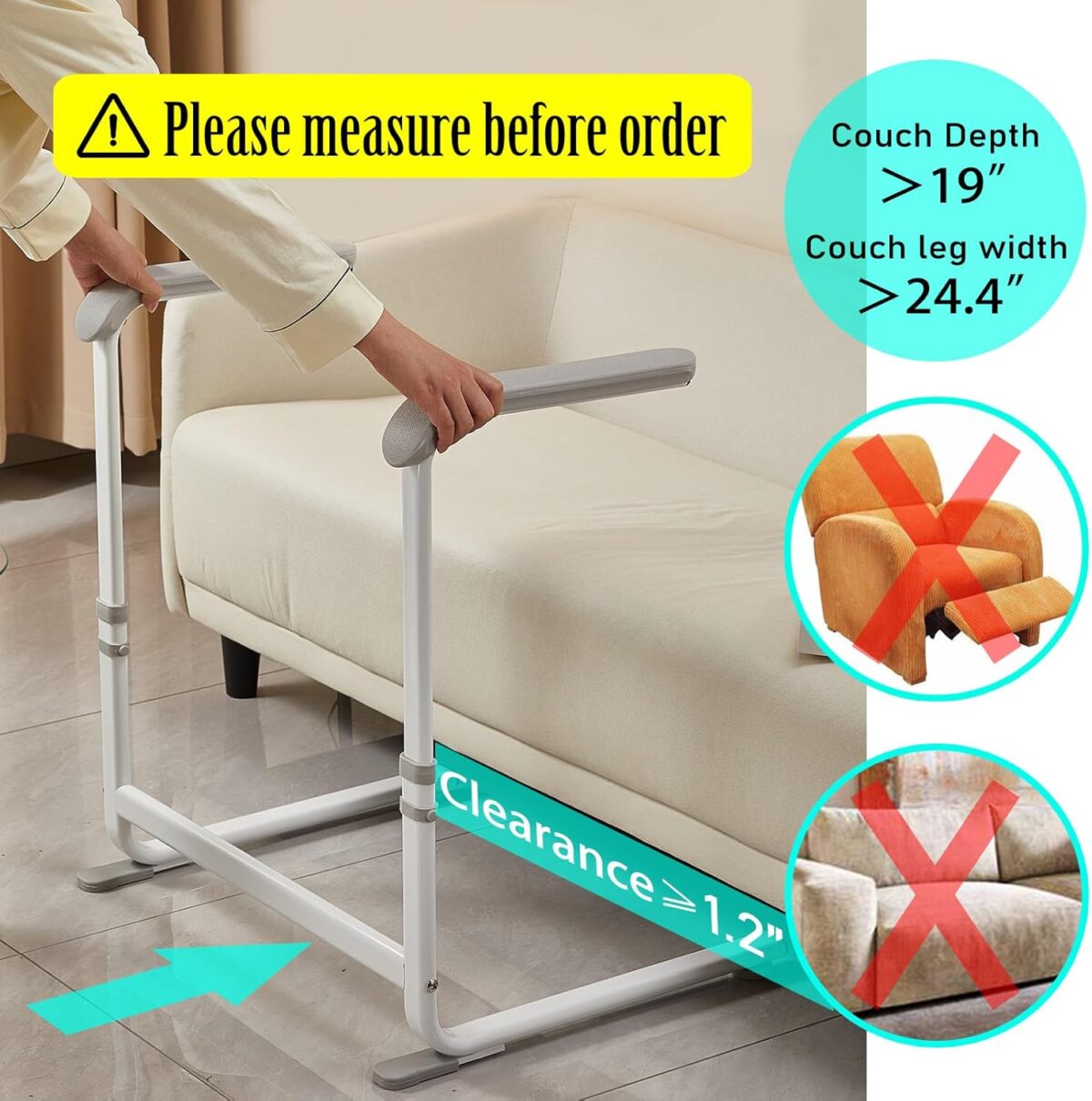 Stand Assist for Elderly, Adjustable Couch Stand, Chair Lift Assist Device, Mobile Stand and Go Chair Assist for Seniors, Patients and Disabilities - Image 2