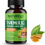 NATURELO Turmeric Curcumin - BioPerine for Better Absorption - Black Pepper, Ginger Root, Curcuminoids - Plant-Based Joint Discomfort Support - 120 Vegan Capsules