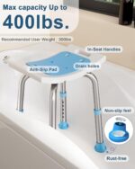 Shower Chair for Inside Shower, FSA/HSA Eligible 400 lbs Adjustable Shower Stool with Suction Feet, Shower Seat for Inside Tub Bathroom Bench Bath Chair for Elderly and Disabled - Image 2